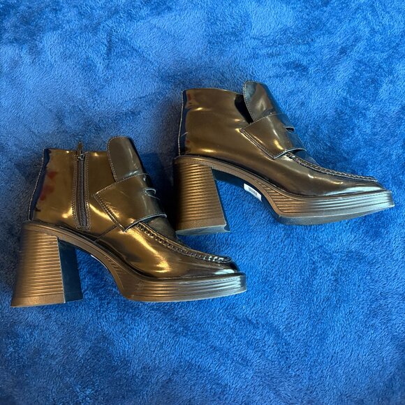 ASOS Black Faux Leather Heeled Ankle Booties - Picture 4 of 5